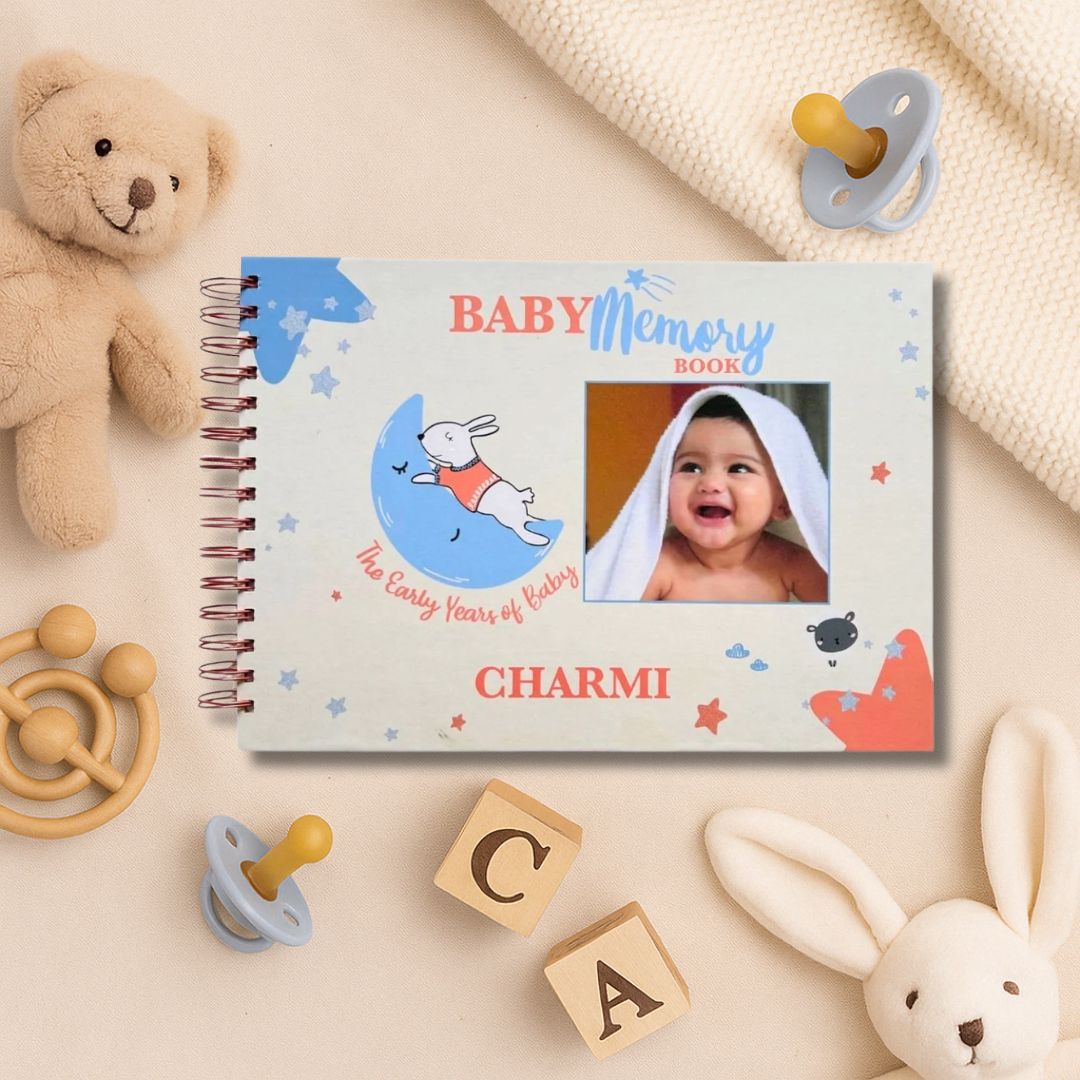 Baby memory book | Personalized with name and picture of your child | The Early Years - Vanilla 0 to 4 years | A4 Size - Bop Canvases