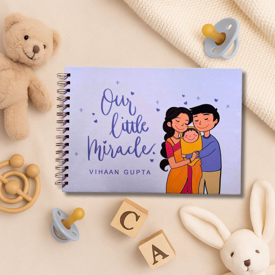 Baby memory book | Personalized with the name of your child | 0 to 4 years | A4 Size | Our Little Miracle - Bop Canvases
