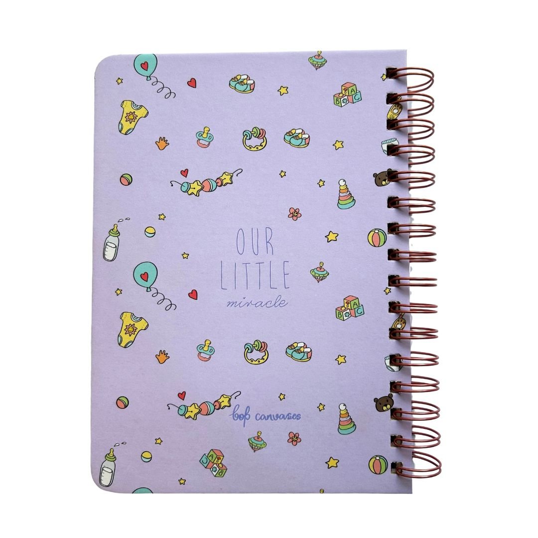 Baby memory book | Personalized with the name of your child | 0 to 4 years | A5 Size | Lilac - Bop Canvases