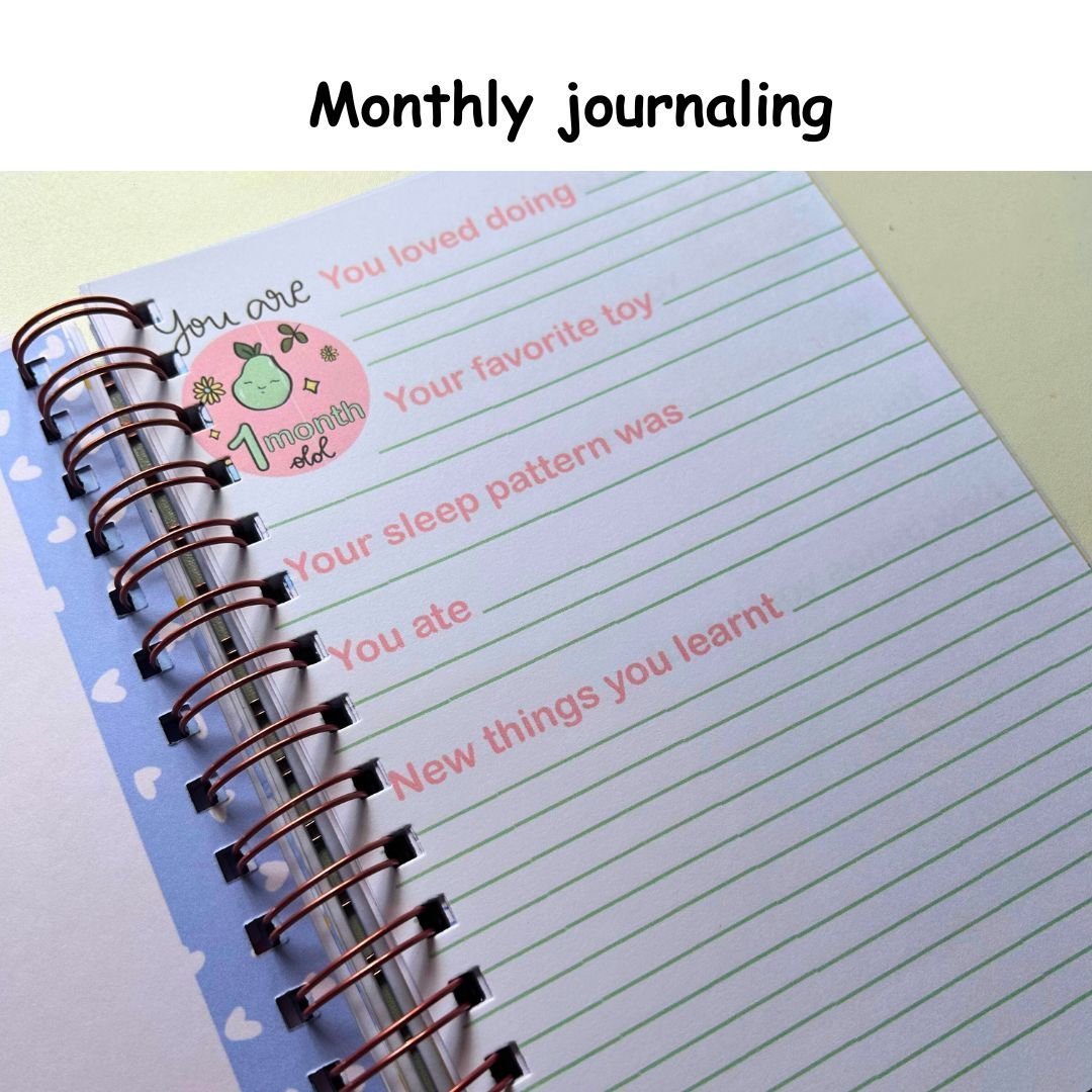 Baby memory book | Personalized with the name of your child | 0 to 4 years | A5 Size | Lilac - Bop Canvases