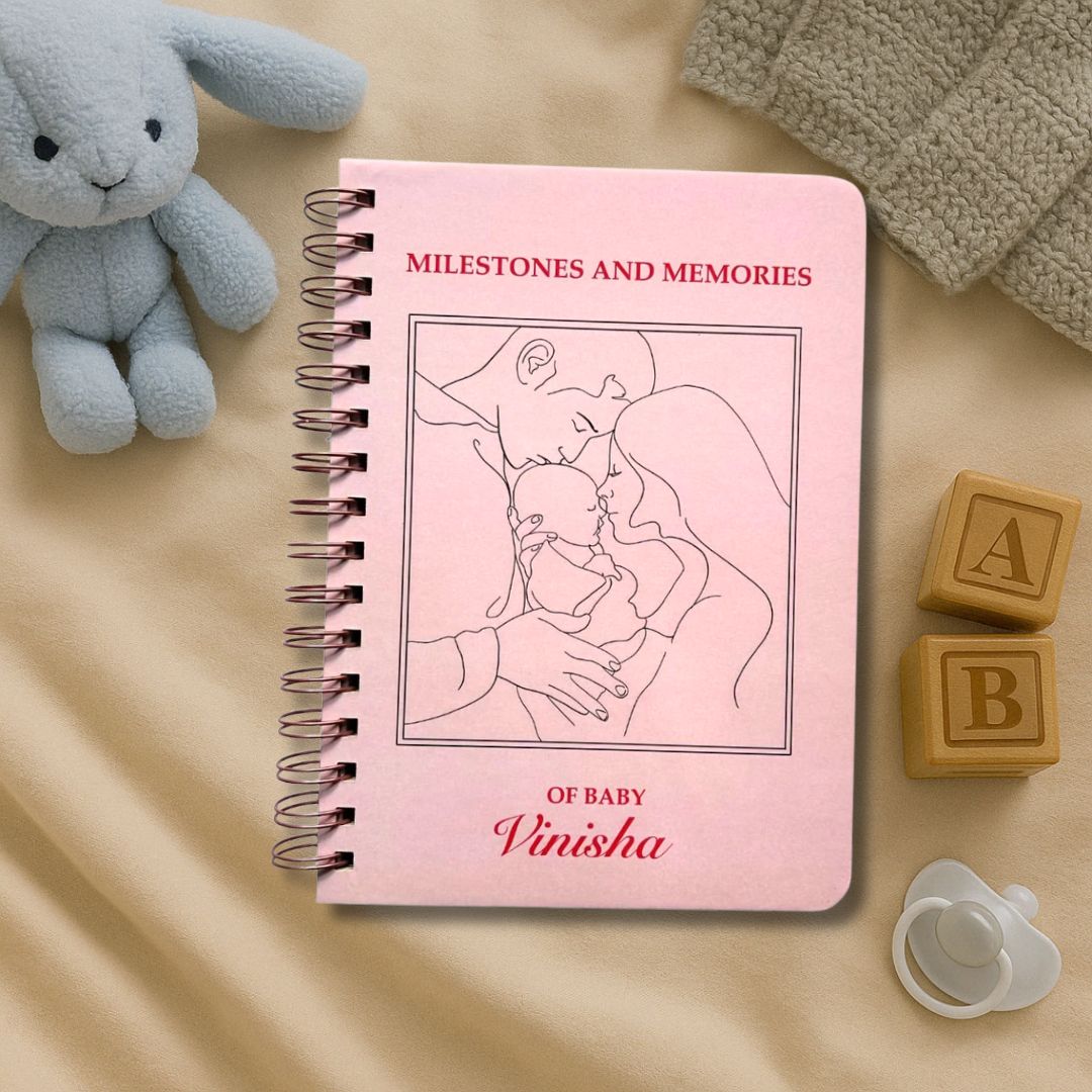Baby memory book | Personalized with the name of your child | 0 to 4 years | A5 Size | Pink - Bop Canvases