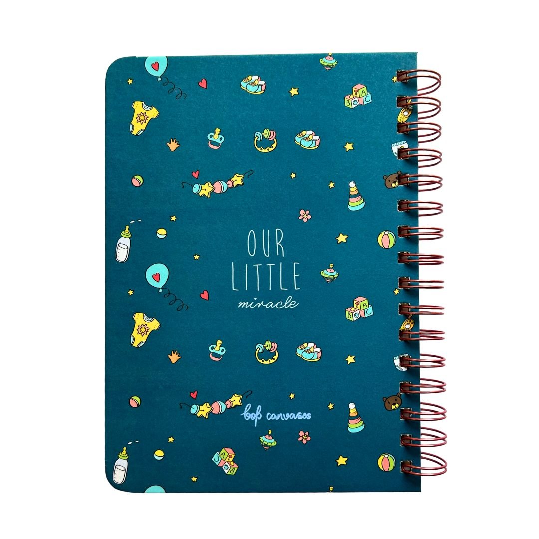 Baby memory book | Personalized with the name of your child | 0 to 4 years | A5 Size | Space Blue - Bop Canvases