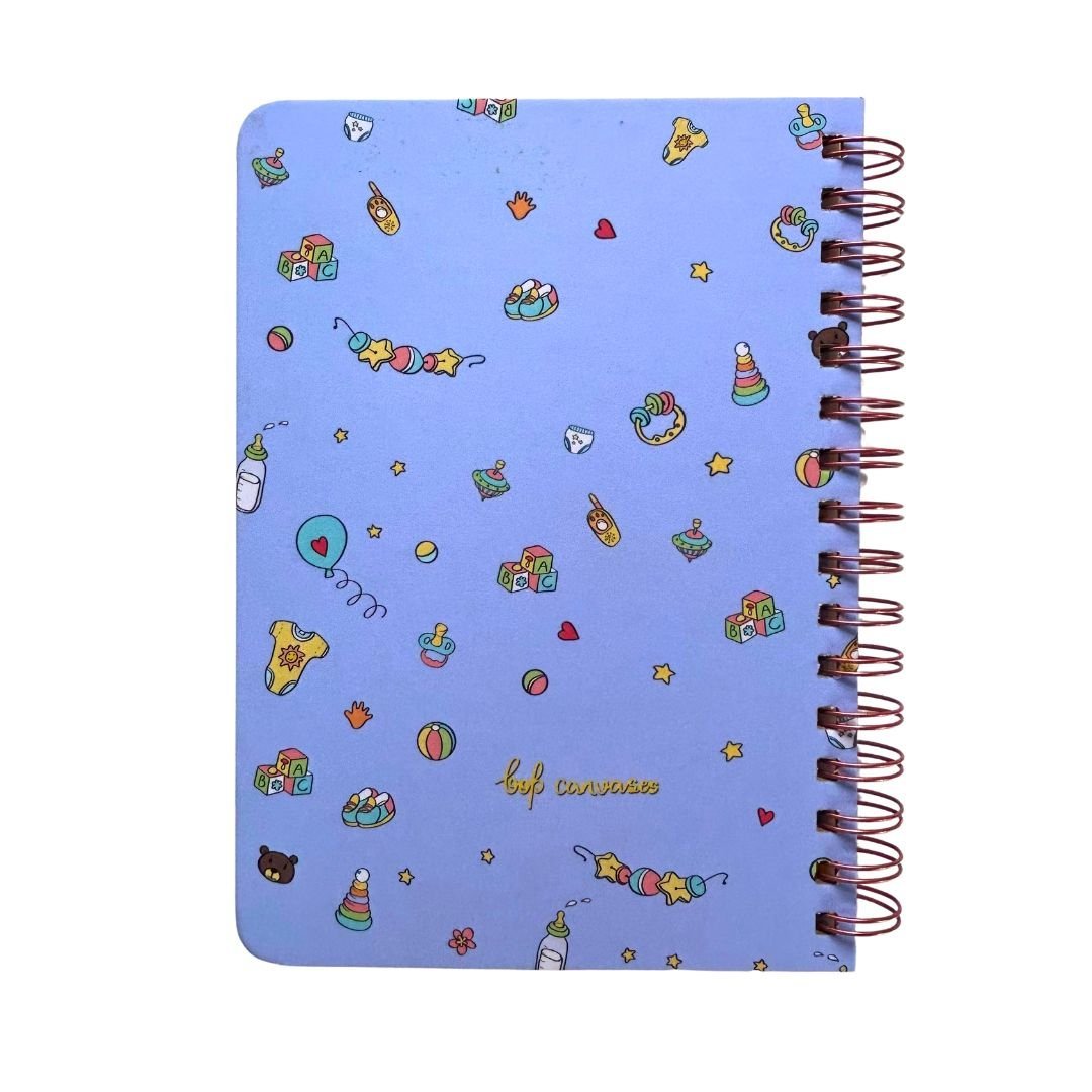 Baby Milestone Journal - Sleepy baby blue | 0 to 4 years | A5 Size - Bop Canvases