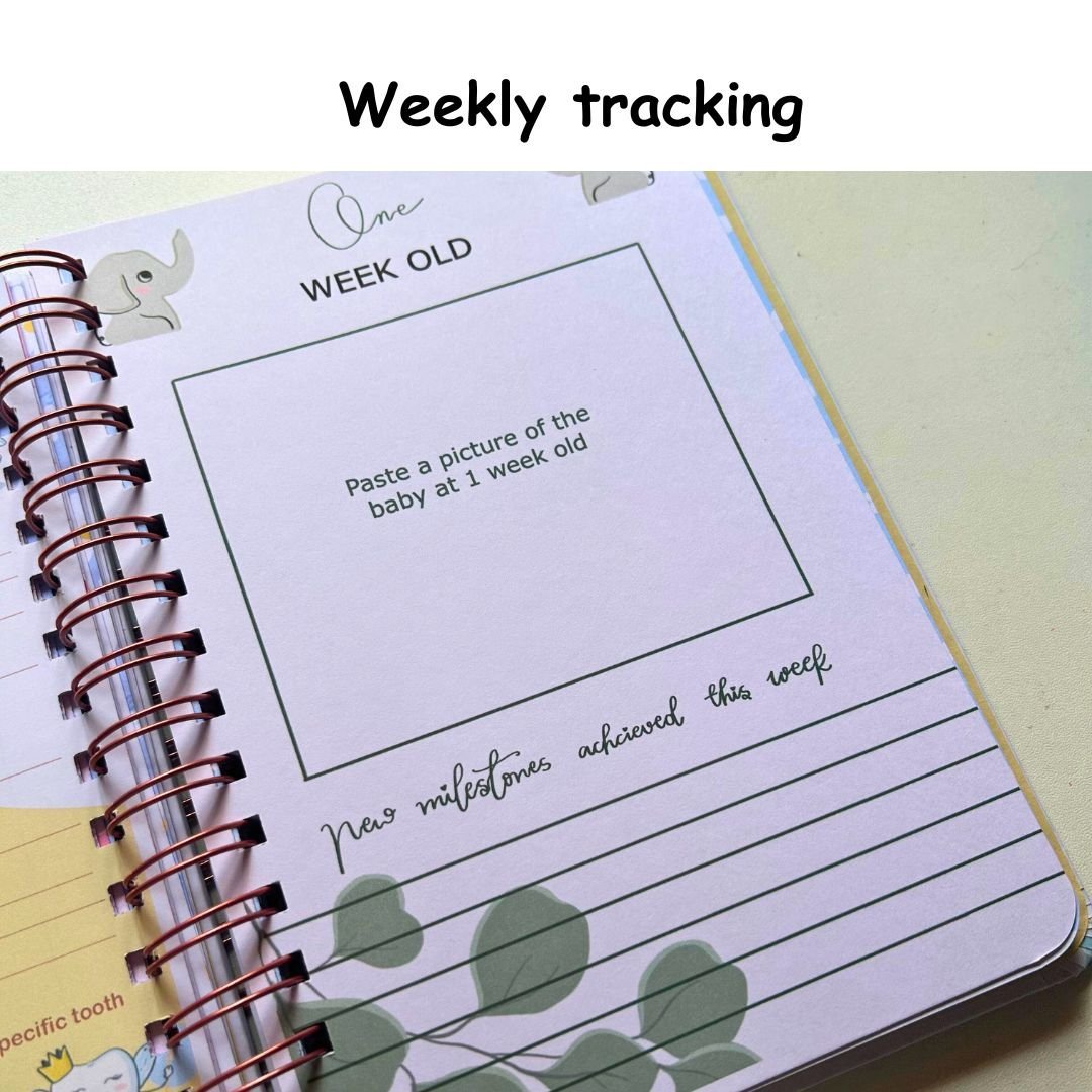 Baby Milestone Journal - Sleepy baby blue | 0 to 4 years | A5 Size - Bop Canvases