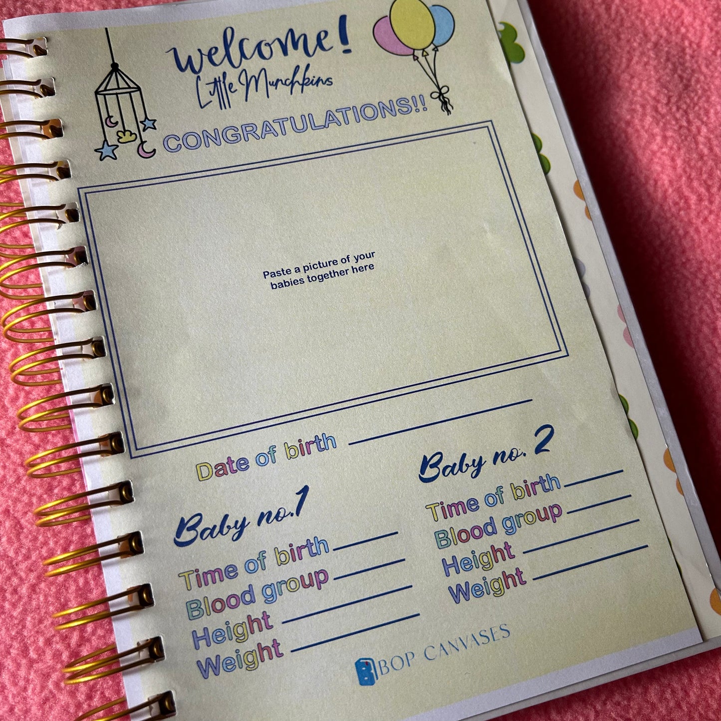 Twin Pregnancy Journal - 9 Months Journal | Personalized with name | Due with two