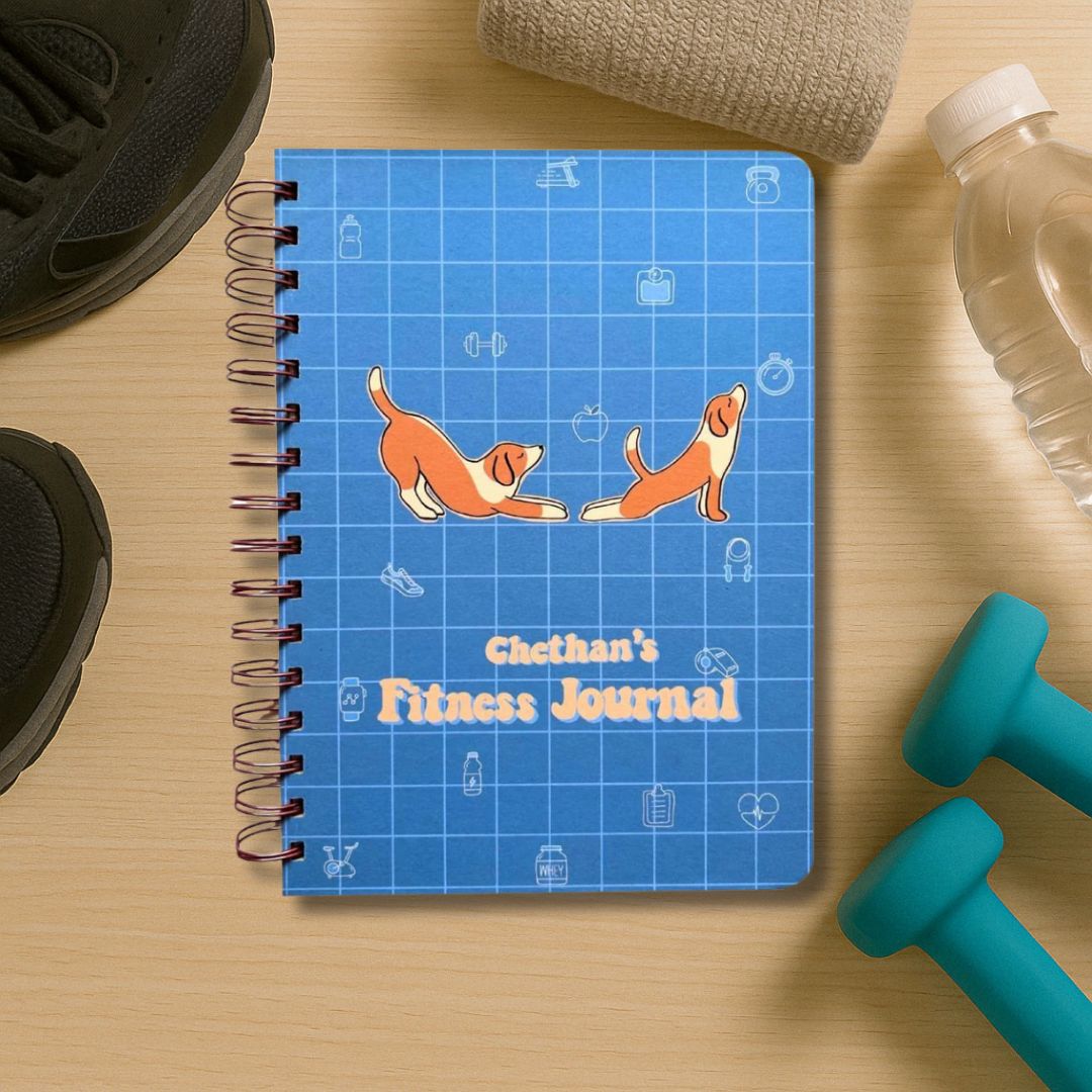 Fitness Journal - Dog Yoga | Teal Blue | 3 months - Bop Canvases