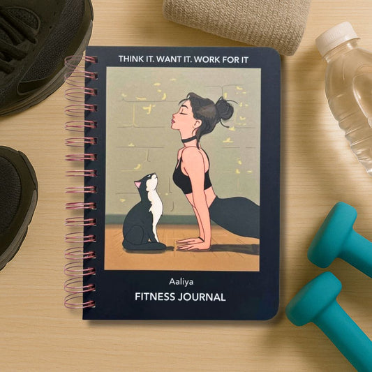 Fitness Journal - Fit and Fab | Black | 6 Months Journal - Bop Canvases