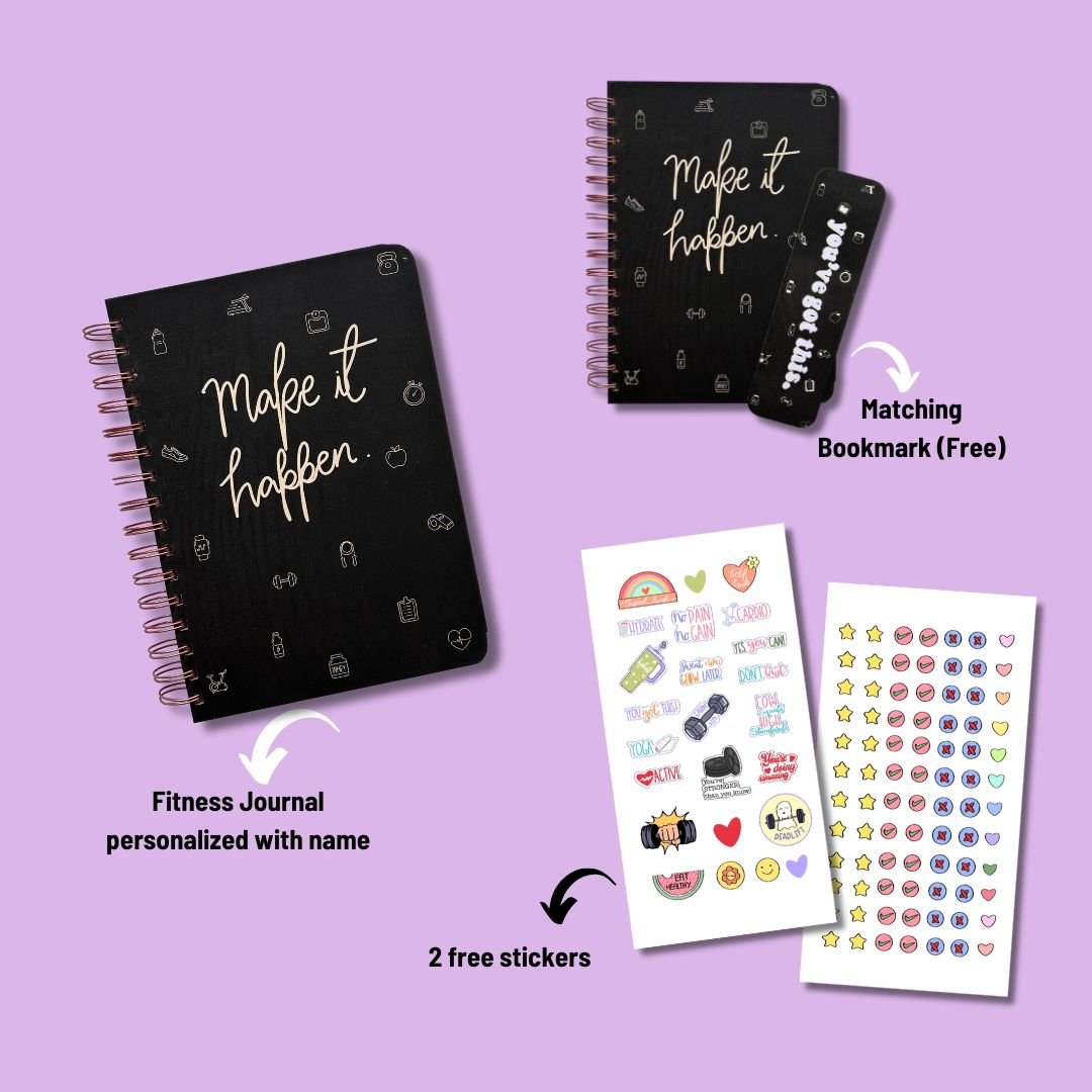 Fitness Journal - Make It Happen | Black | 3 months - Bop Canvases