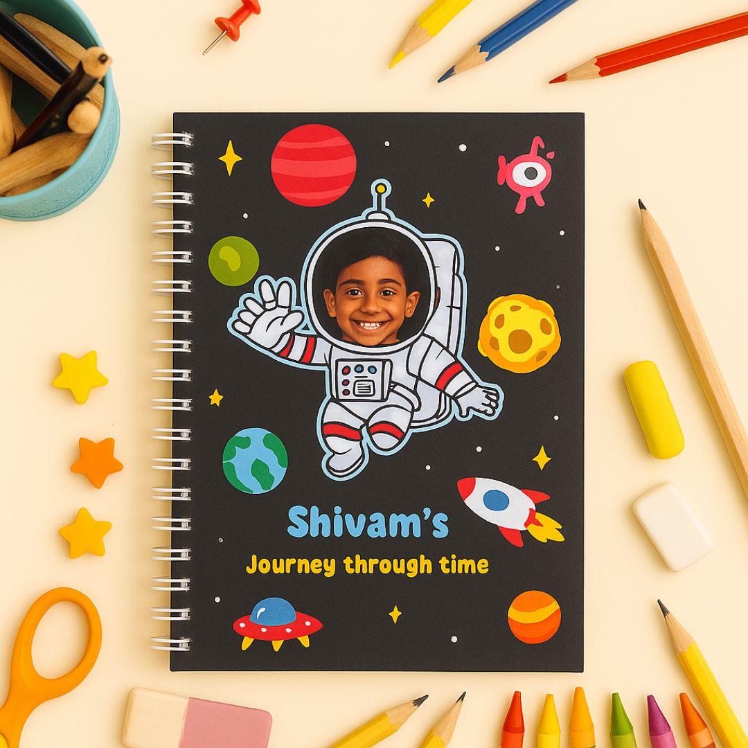 Kids Journal | Picture & name personalized | Designed for Age 5–12 | Space adventure - Bop Canvases