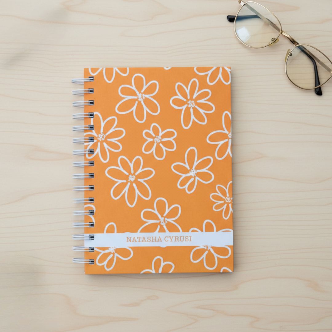 Notebook | Personalized with Name | 150 Pages, Hardcover | Apricot - Bop Canvases