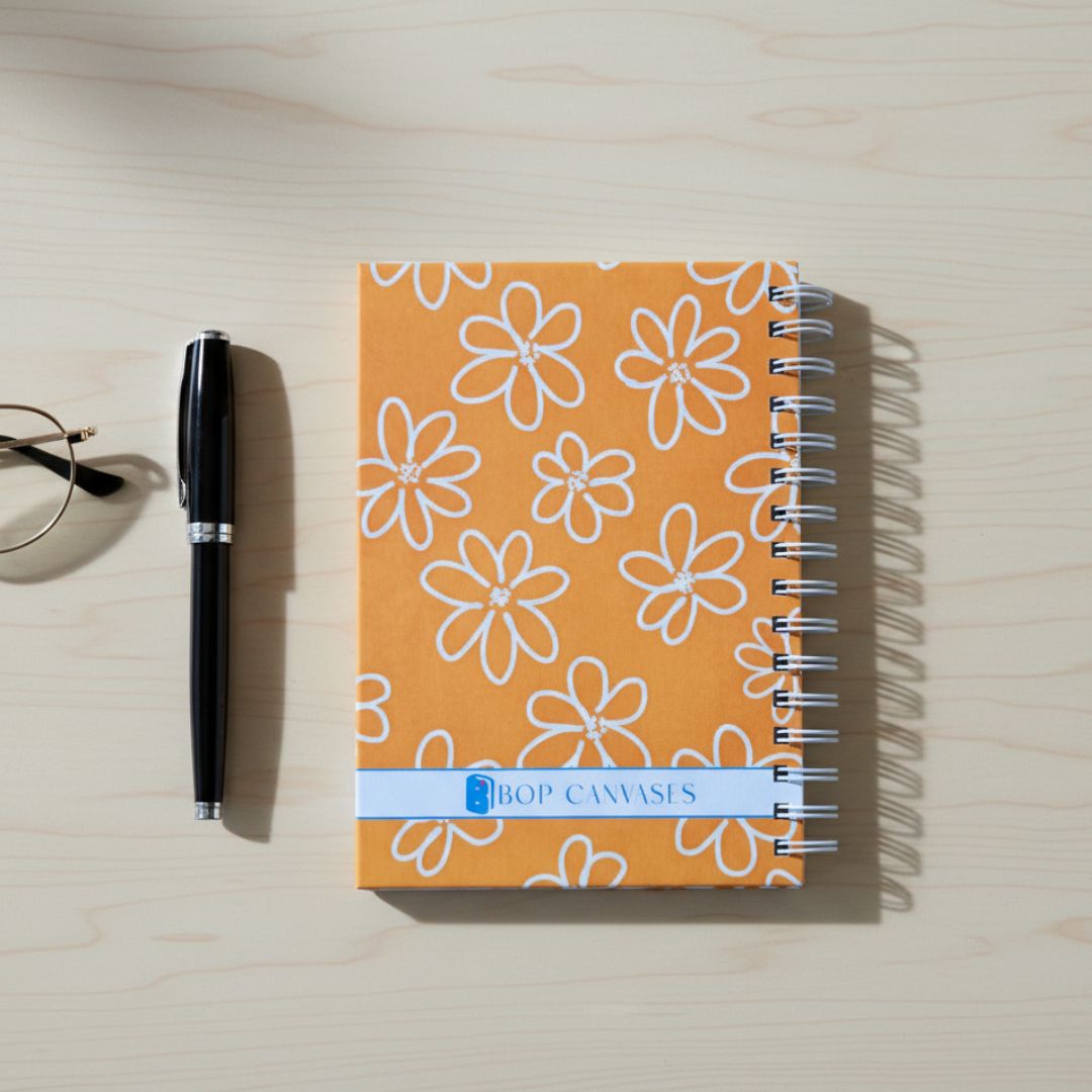 Notebook | Personalized with Name | 150 Pages, Hardcover | Apricot - Bop Canvases