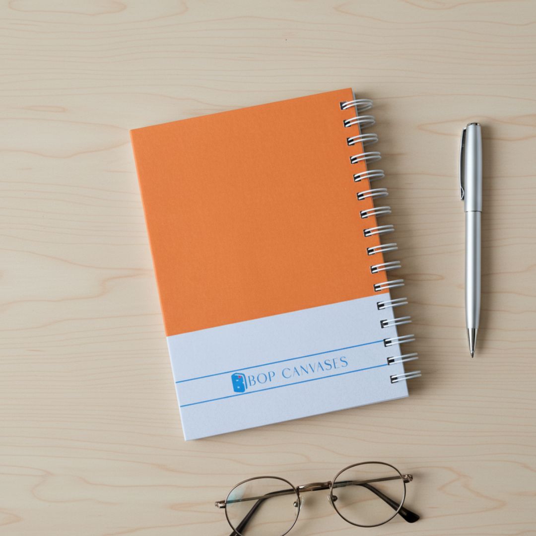 Notebook | Personalized with Name | 150 Pages, Hardcover | Peach - Bop Canvases