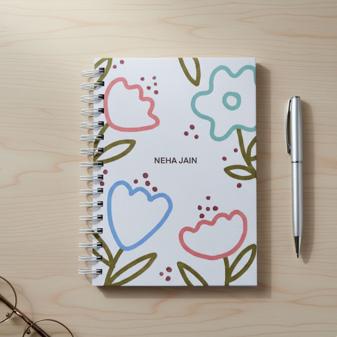 Notebook | Personalized with Name | 150 Pages, Hardcover | Spring Bloom - Bop Canvases