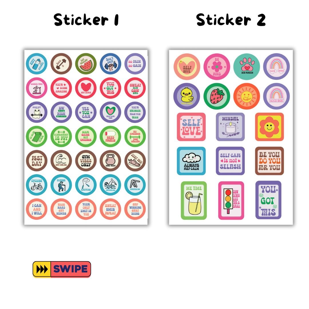 Positive Vibes & Smiley Stickers – 4 Sheets Pack - Bop Canvases