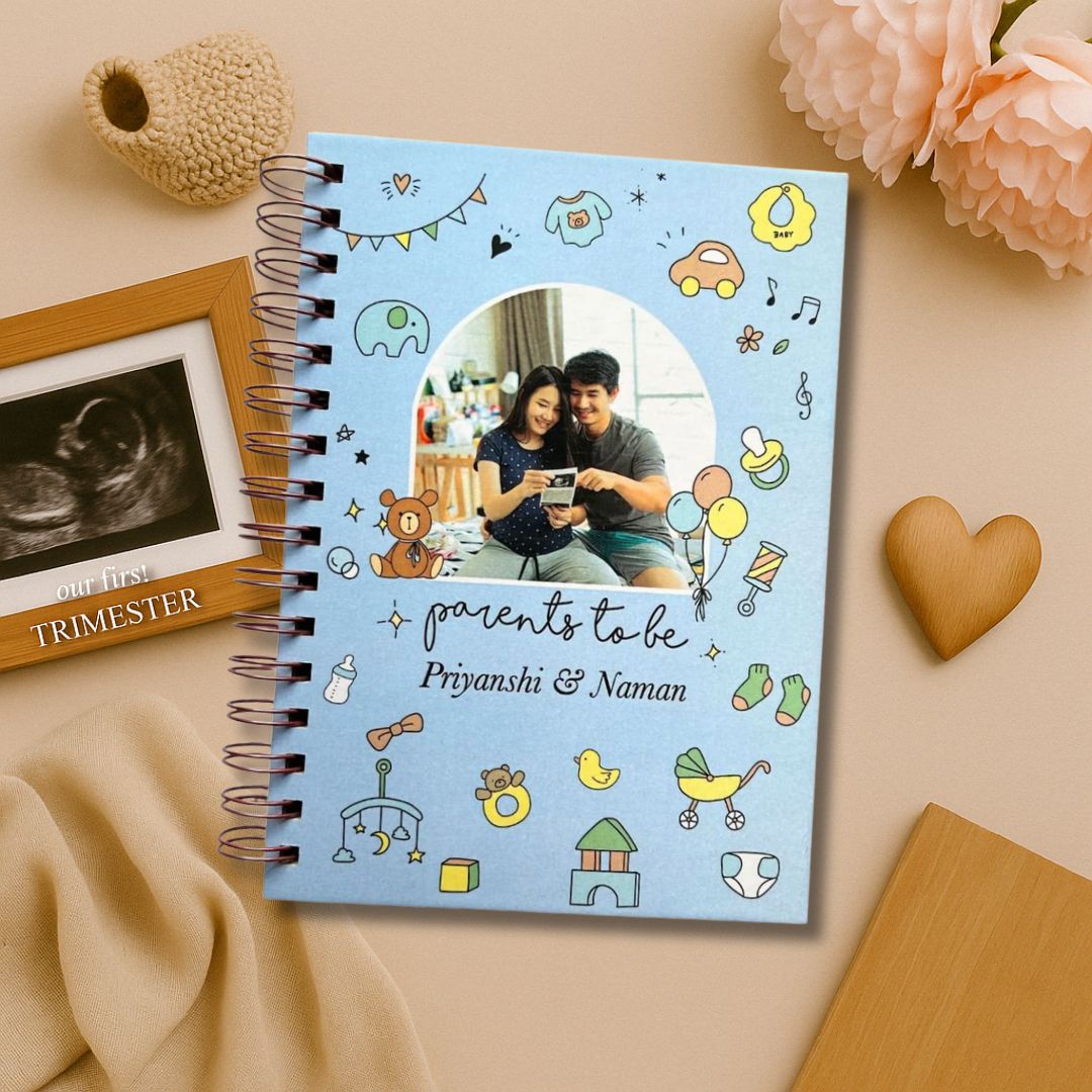 Pregnancy Journal - Picture & Name personalized | Parents to be | 9 Months Journal | Bluebell - Bop Canvases