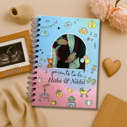 Pregnancy Journal - Picture & Name personalized | Parents to be | 9 Months Journal | Poppy - Bop Canvases