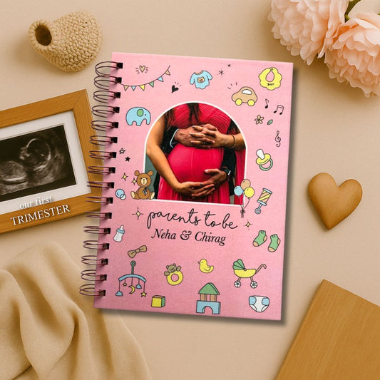 Pregnancy Journal - Picture & Name personalized | Parents to be | 9 Months Journal | Rosey - Bop Canvases
