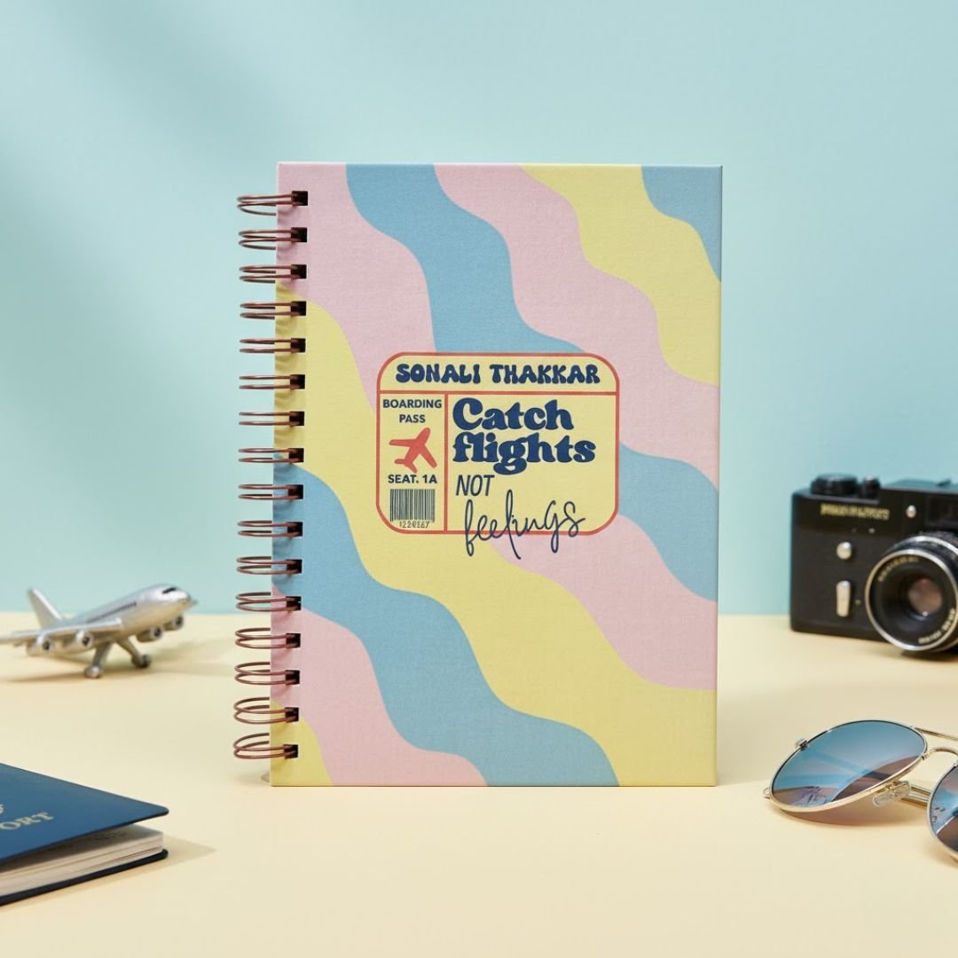 Travel Journal - Personalized with name | Catching flight | Designed for 6 Trips - Bop Canvases