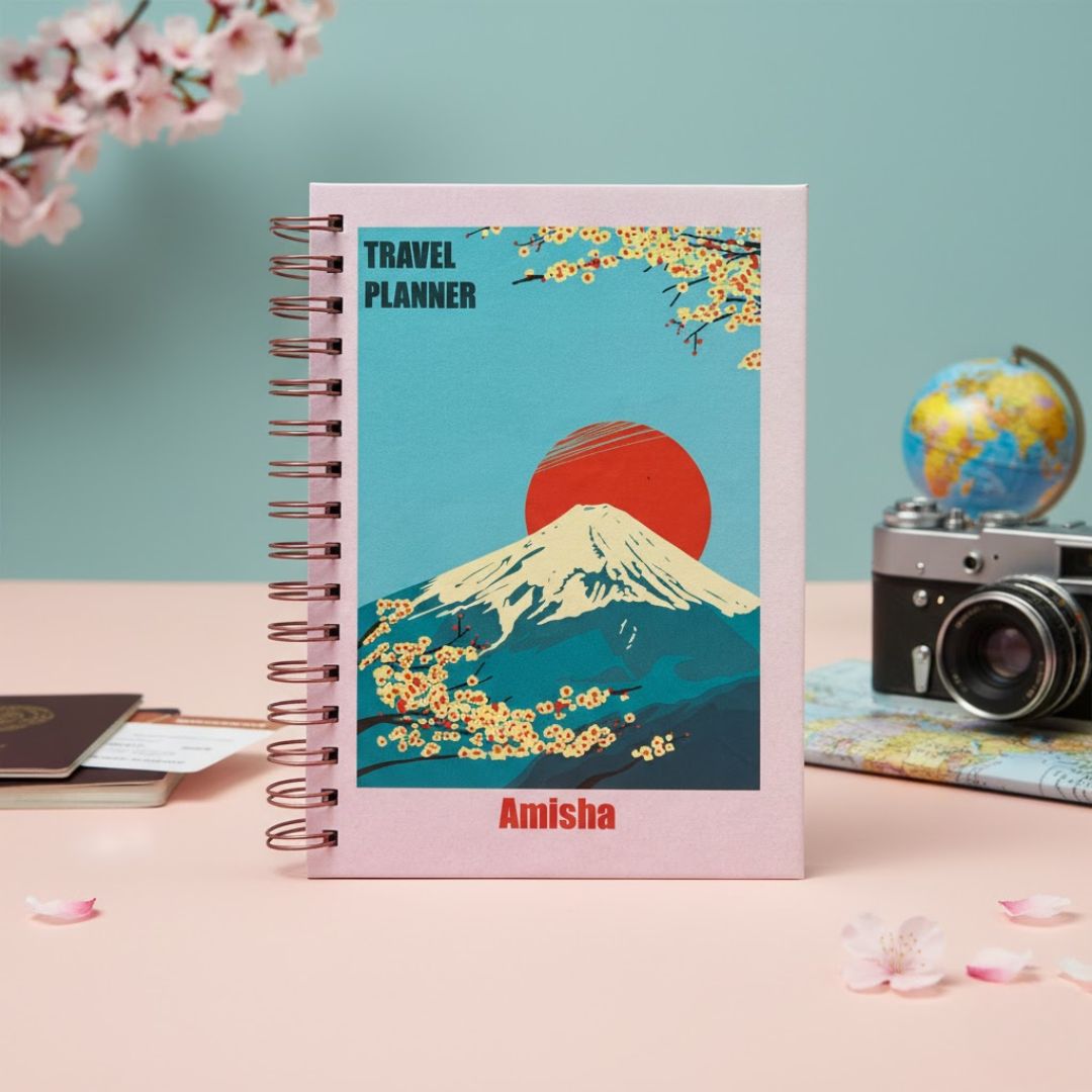 Travel Journal - Personalized with name | Mount Fuji | Designed for 6 Trips - Bop Canvases