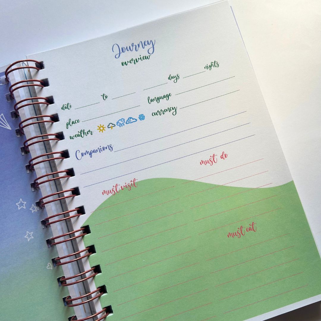 Travel Journal - Personalized with name | Travel plans | Designed for 6 Trips - Bop Canvases