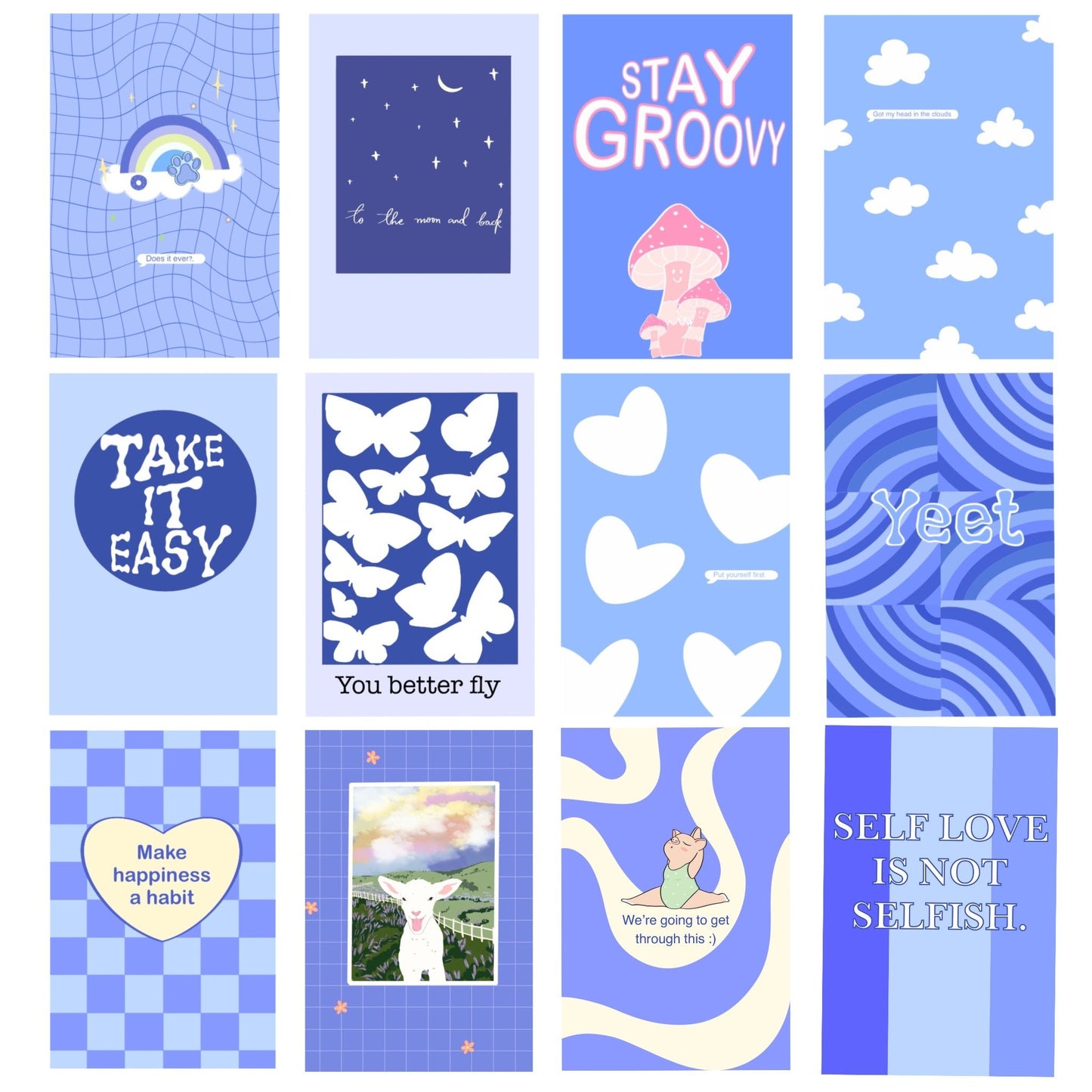 50 Postcard Collage Kit | Blue - Bop Canvases