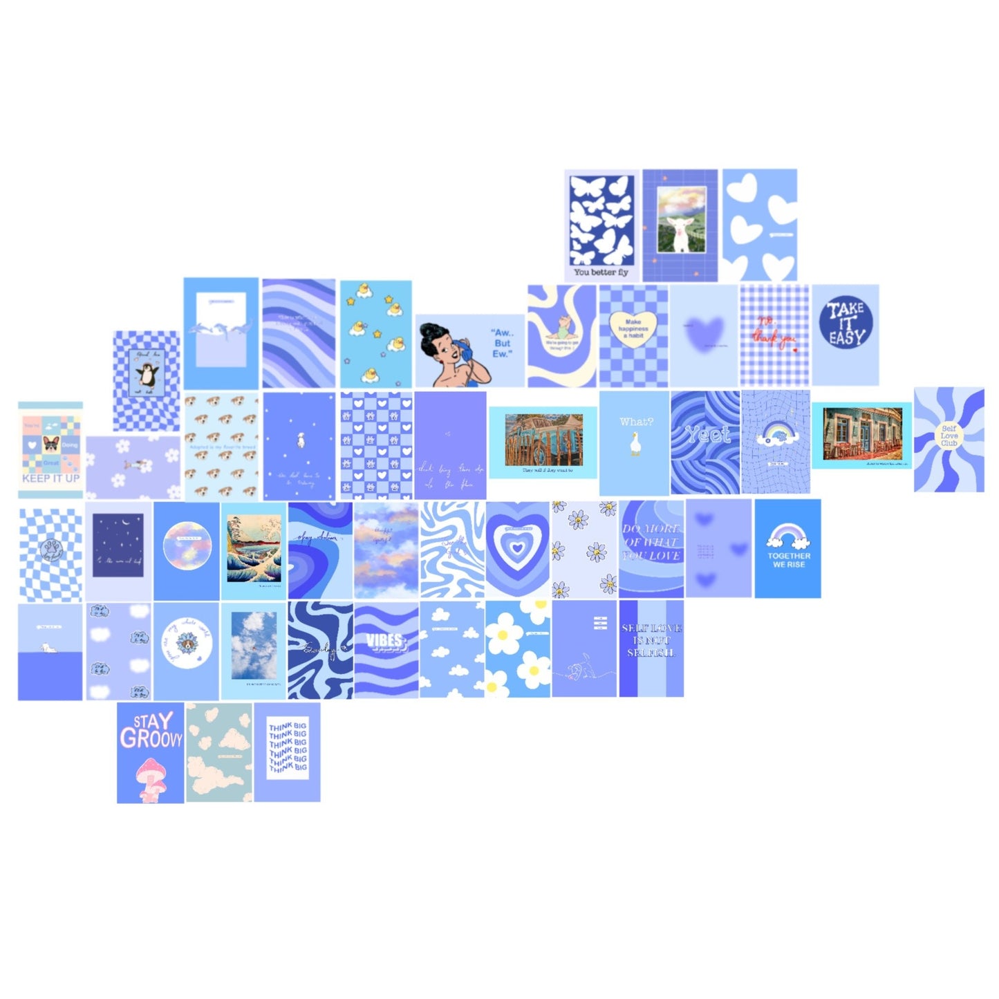 50 Postcard Collage Kit | Blue - Bop Canvases