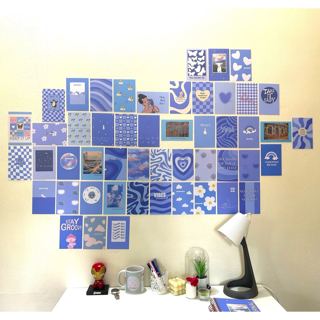 50 Postcard Collage Kit | Blue - Bop Canvases