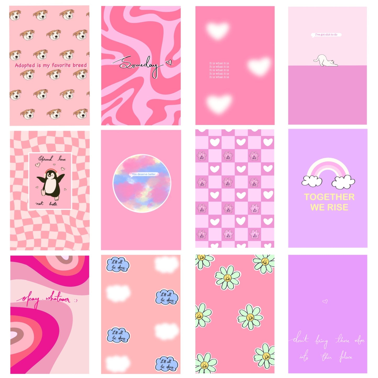 50 Postcard Collage Kit | Pink - Bop Canvases