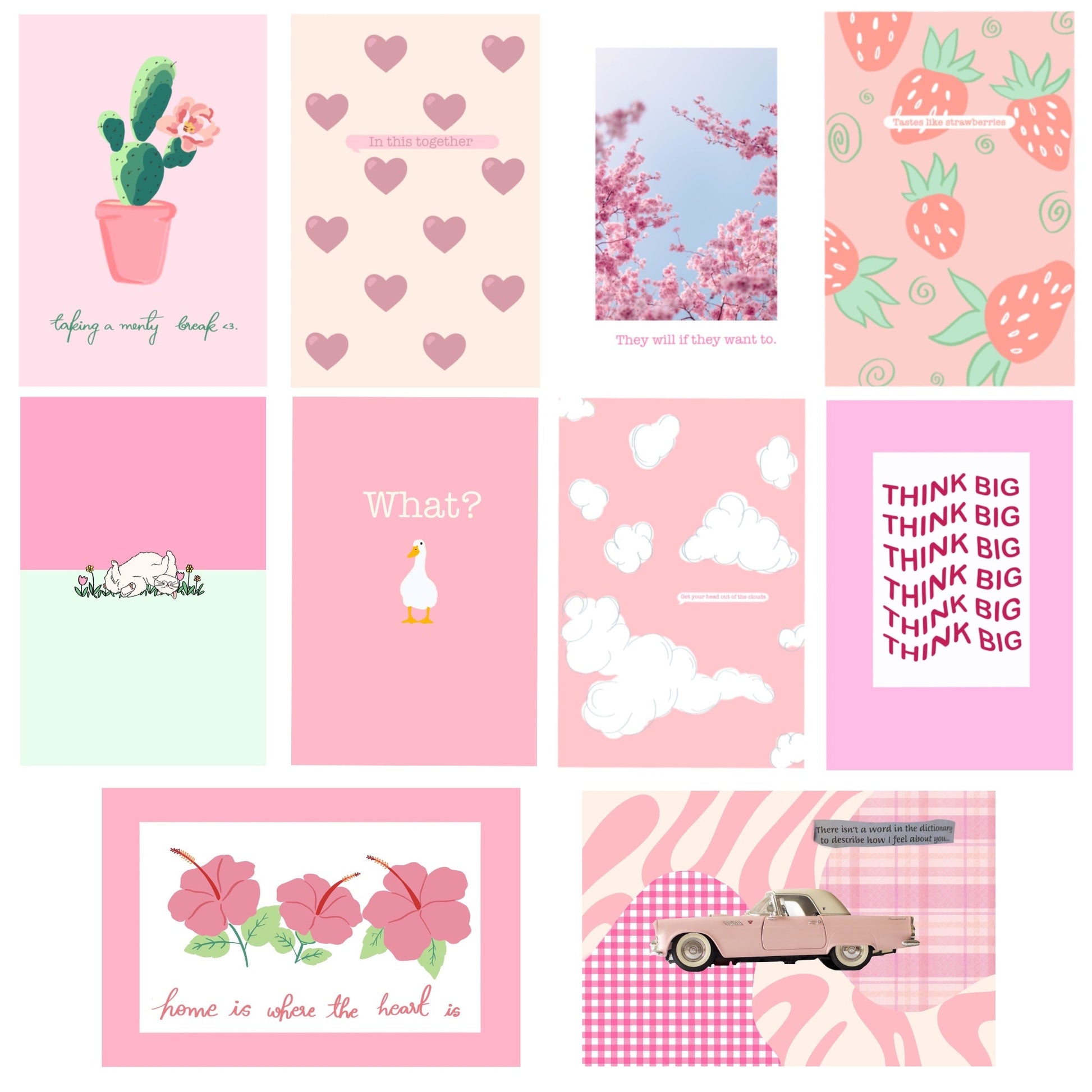 50 Postcard Collage Kit | Pink - Bop Canvases