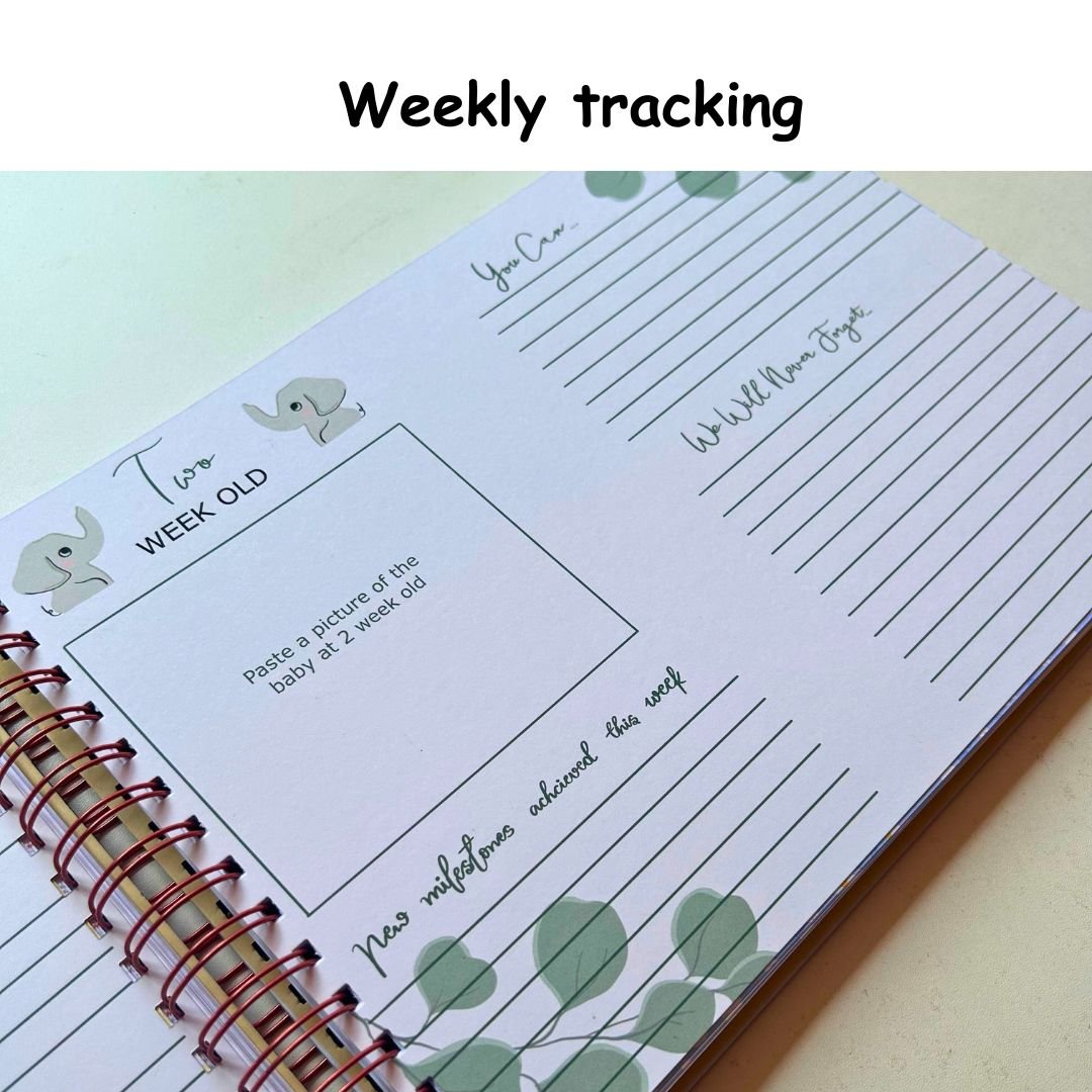 Baby Milestone Journal - Floral Black | 0 to 4 years | A4 Size - Bop Canvases