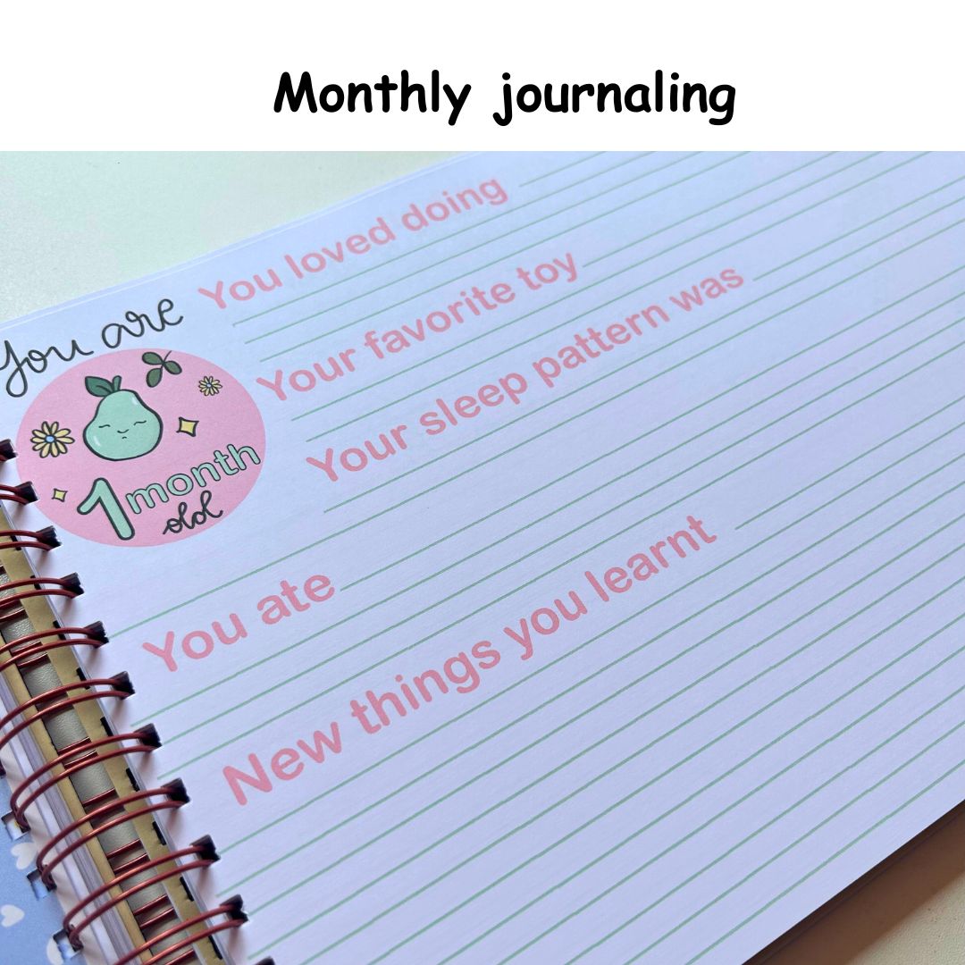 Baby Milestone Journal - Floral Black | 0 to 4 years | A4 Size - Bop Canvases