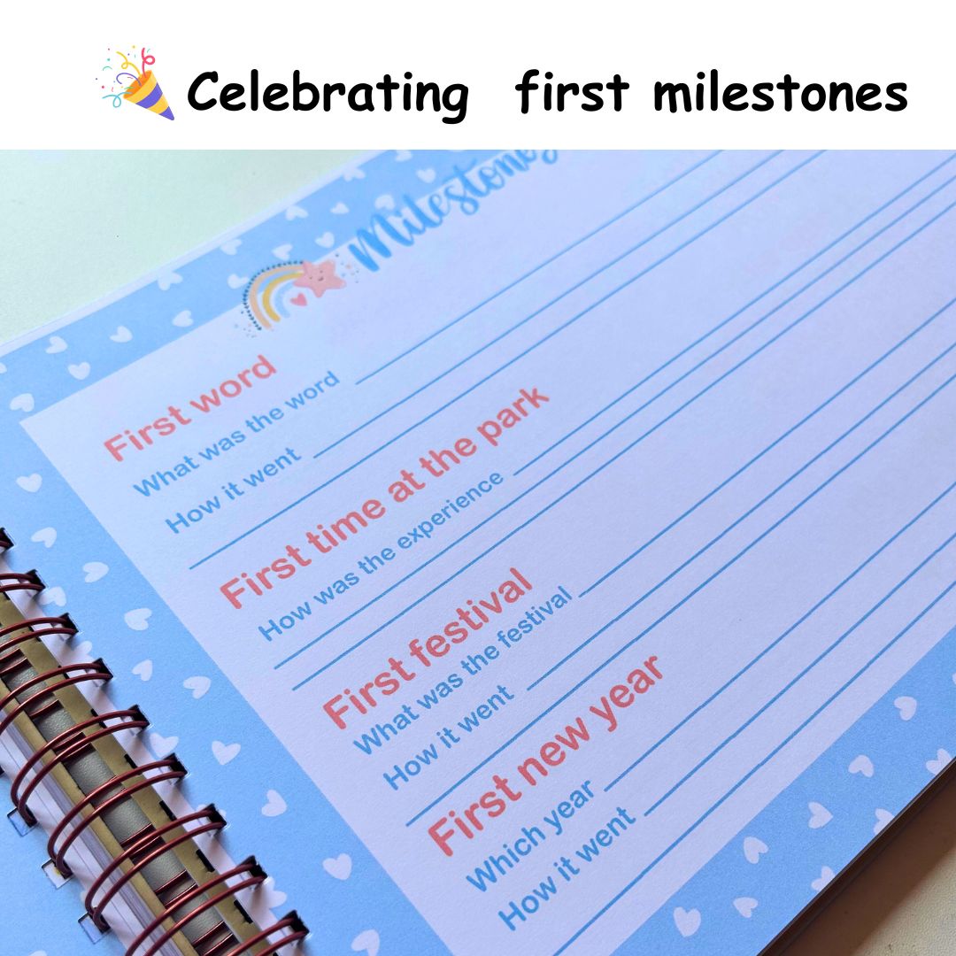 Baby Milestone Journal - Floral Black | 0 to 4 years | A4 Size - Bop Canvases