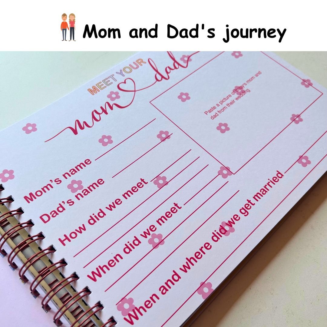 Baby Milestone Journal - Floral Pink | 0 to 4 years | A4 Size - Bop Canvases