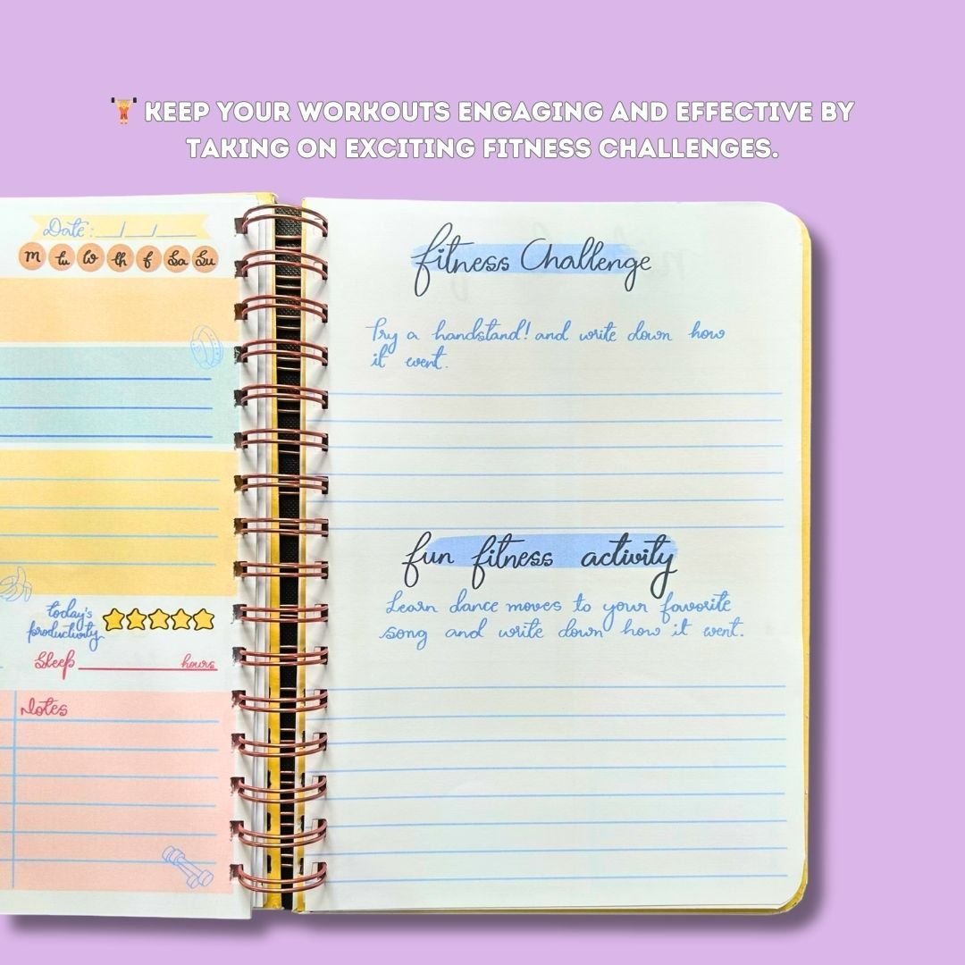 Fitness Journal - Dog Yoga | Pink - Bop Canvases