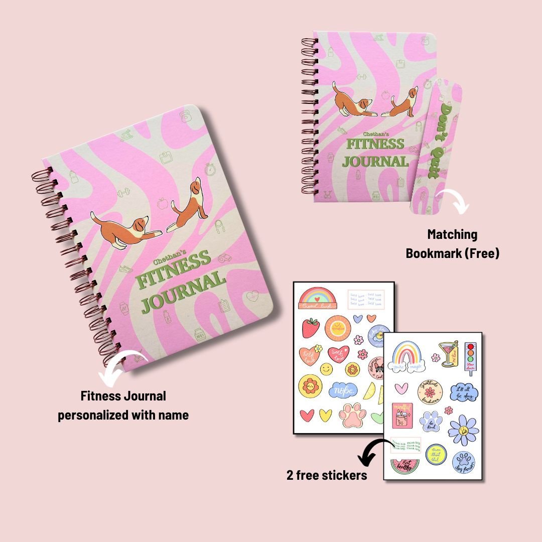 Fitness Journal - Dog Yoga | Pink - Bop Canvases