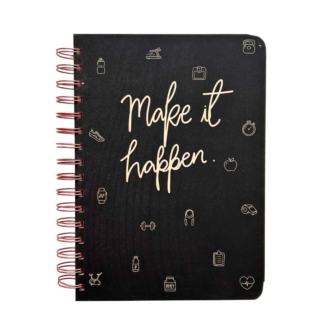 Fitness Journal - Make It Happen | Black - Bop Canvases