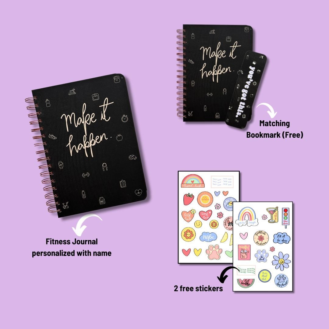 Fitness Journal - Make It Happen | Black - Bop Canvases