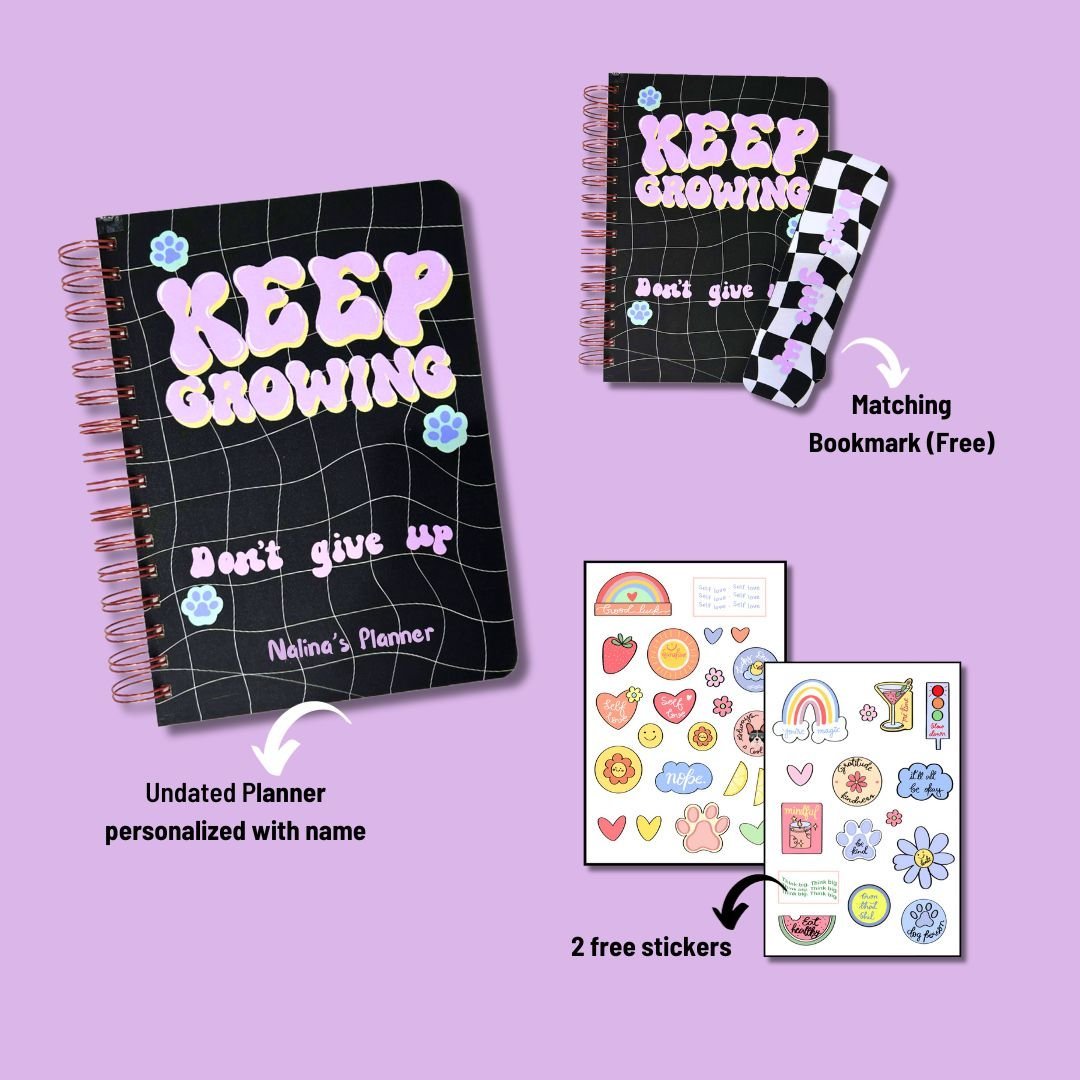 Undated Planner- Black Pink - Bop Canvases