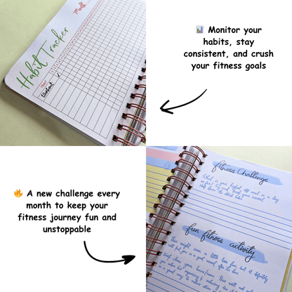 3 Months Fitness Journal - Personalized with name (Fit Dairy - Beige) - Bop Canvases