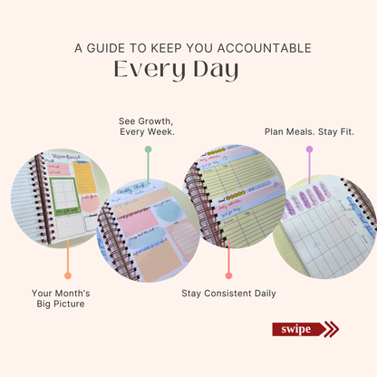 3 Months Fitness Journal - Personalized with name (Fit Dairy - Beige) - Bop Canvases