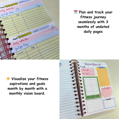 3 Months Fitness Journal - Personalized with name (Fit Dairy - Beige) - Bop Canvases