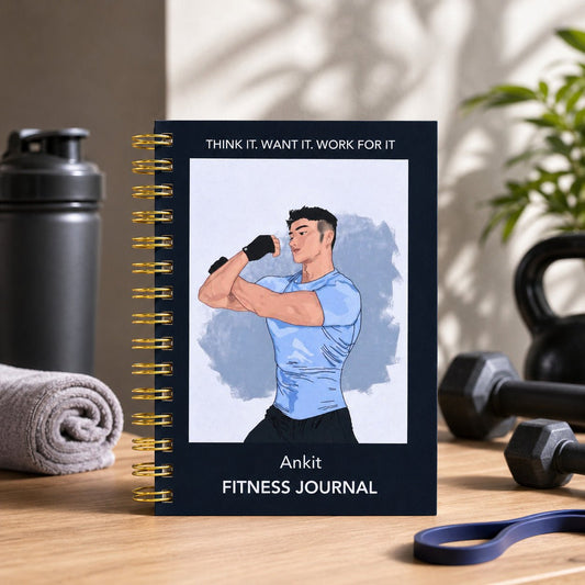 6 Months Fitness Journal - Personalized with name (Fit Life | Black) - Bop Canvases