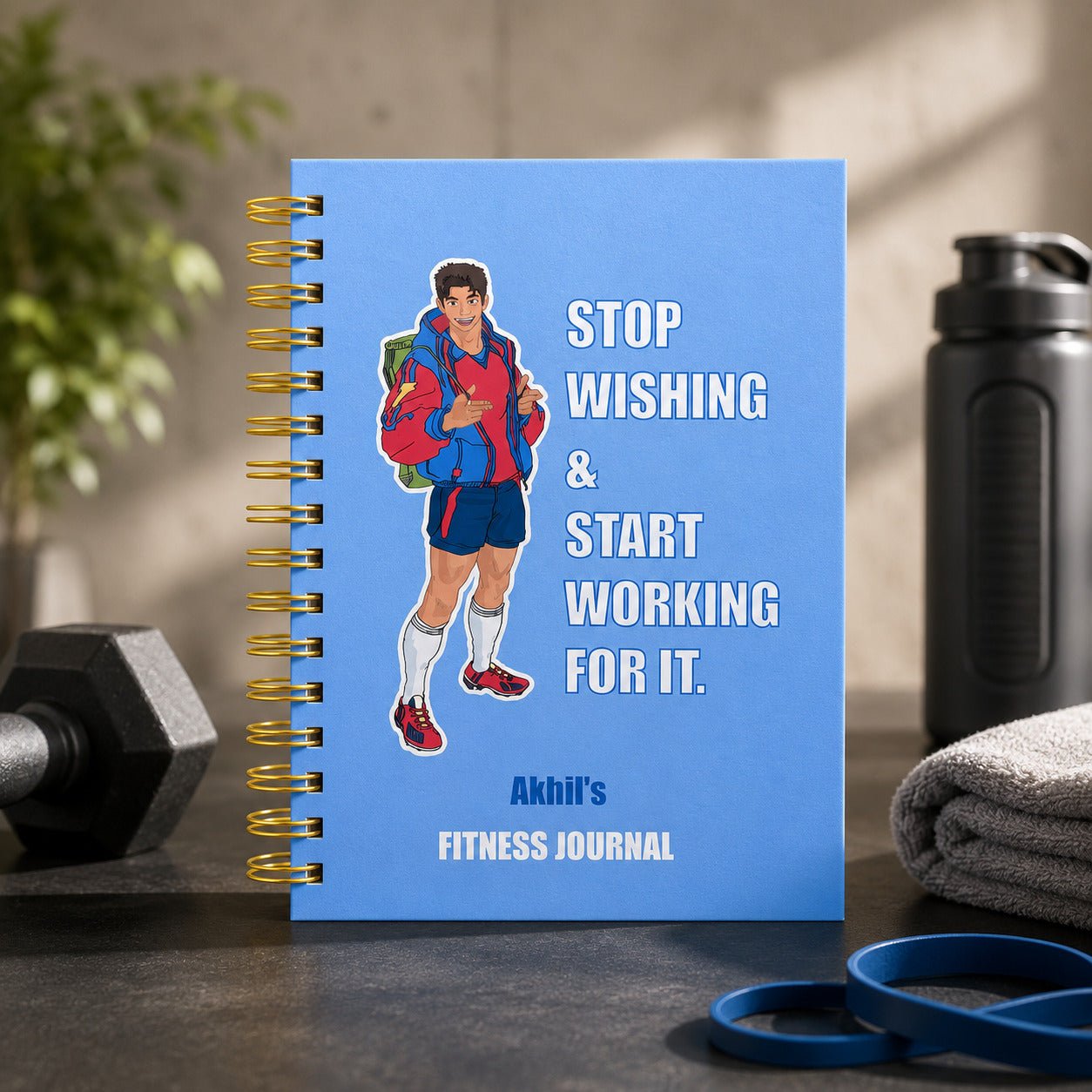 6 Months Fitness Journal - Personalized with name (Sporty men) - Bop Canvases