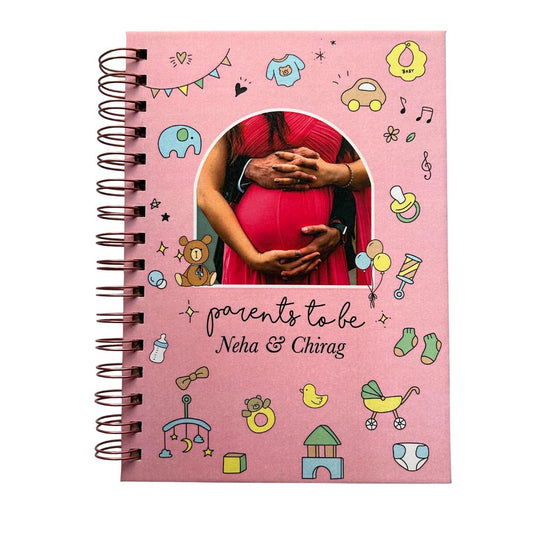 Pregnancy Journal - Picture & Name personalized | Parents to be | 9 Months Journal | Rosey