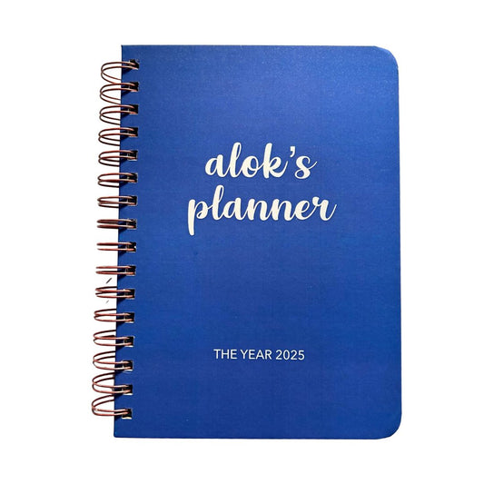 Undated Yearly Planner- Blue delight | Personalized with your name