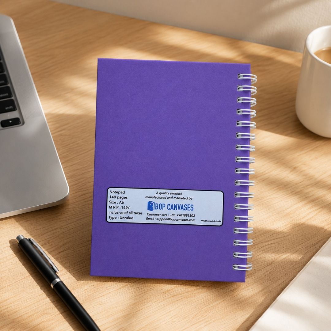 A6 Spiral Notebook – [Best] | 160 Pages | 80 GSM | Hardcover | Unruled - Bop Canvases
