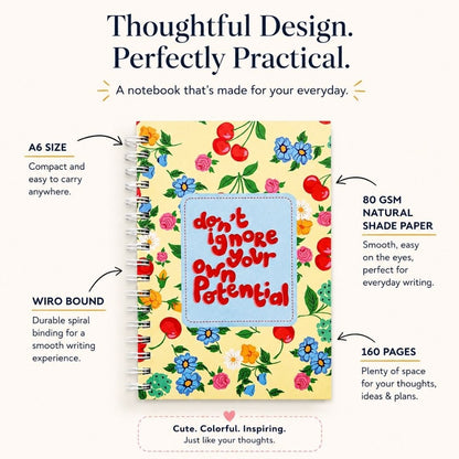 A6 Spiral Notebook – [Cherry Garden] | 160 Pages | 80 GSM | Hardcover | Unruled - Bop Canvases
