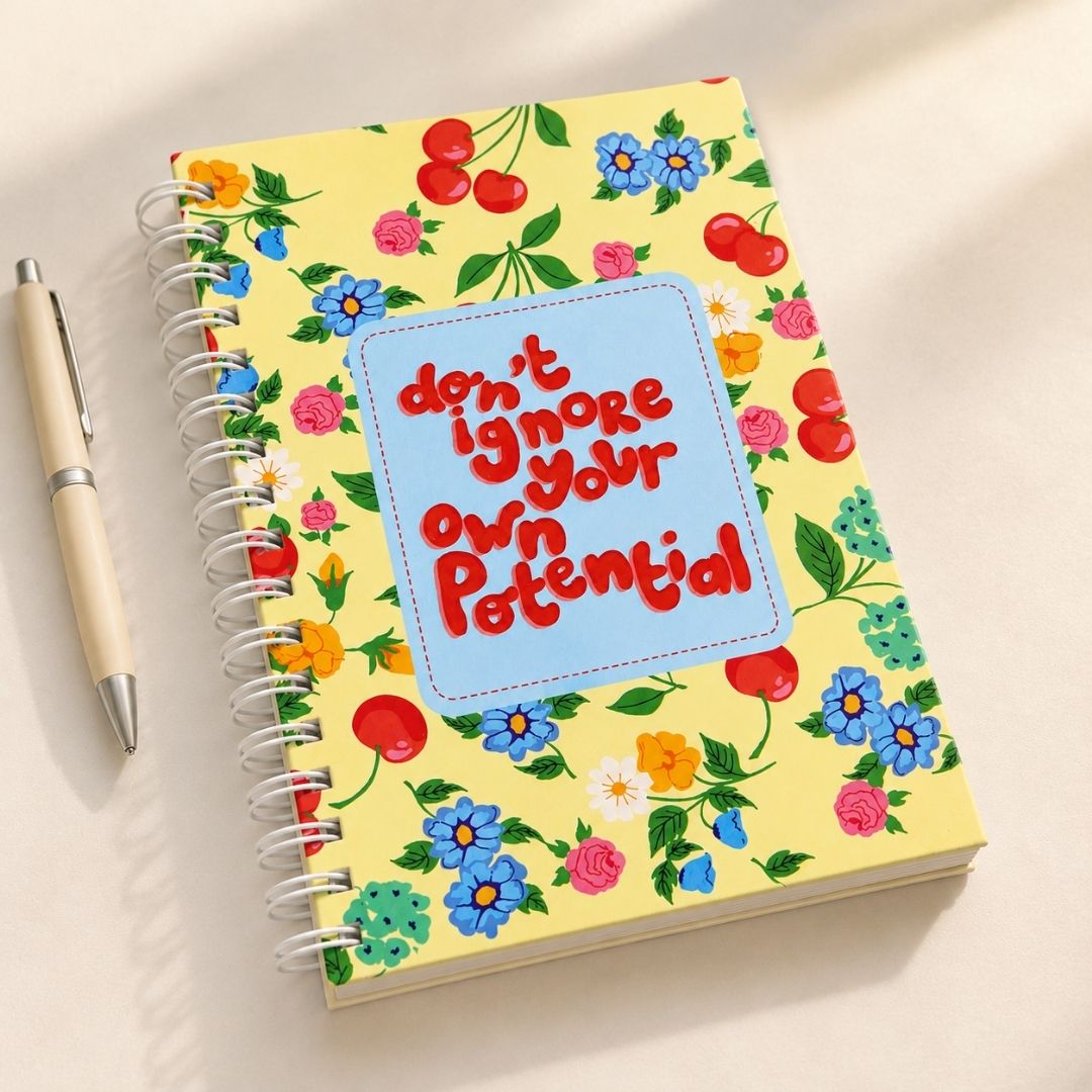 A6 Spiral Notebook – [Cherry Garden] | 160 Pages | 80 GSM | Hardcover | Unruled - Bop Canvases