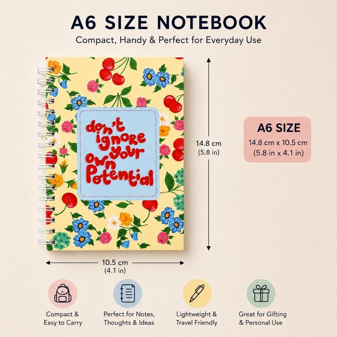 A6 Spiral Notebook – [Cherry Garden] | 160 Pages | 80 GSM | Hardcover | Unruled - Bop Canvases