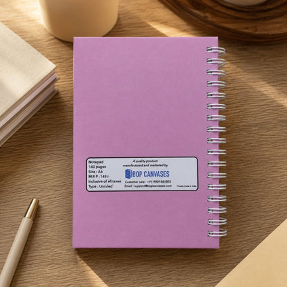 A6 Spiral Notebook – [Flowers - Pink] | 160 Pages | 80 GSM | Hardcover | Unruled - Bop Canvases